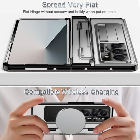 NINKI for Samsung Galaxy Z Fold 7 Case with S Pen & S Pen Holder, Kickstand & Front Screen Protector Hinge Electroplating Hard Phone Cover for Z Fold 7 Case with Stand and Stylus Slot – Clear Blue in Saudi Arabia