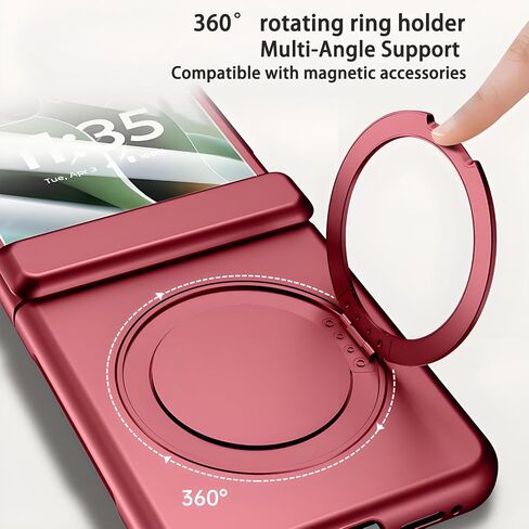 MistWorld for Motorola Razr Ultra 2025 Case with Hinges Protection & 360° Spin Magnetic Ring Stand & Built-in Screen Protector Thin Anti-Fall (Black, Razr Ultra 2025) in Saudi Arabia