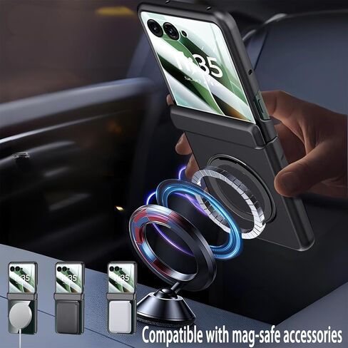 MistWorld for Motorola Razr Ultra 2025 Case with Hinges Protection & 360° Spin Magnetic Ring Stand & Built-in Screen Protector Thin Anti-Fall (Black, Razr Ultra 2025) in Saudi Arabia