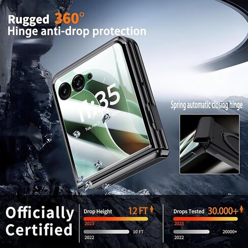 MistWorld for Motorola Razr Ultra 2025 Case with Hinges Protection & 360° Spin Magnetic Ring Stand & Built-in Screen Protector Thin Anti-Fall (Black, Razr Ultra 2025) in Saudi Arabia