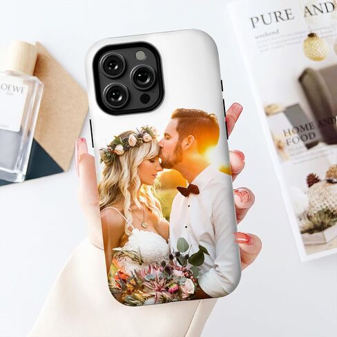 Custom Pictures Phone Case for iPhone 17/16/15/14/13/12/11 Pro Max Mini, Personalized Phone Cases, Customized Photo Black Liquid Silicone Soft Gel Rubber Cover for Birthday Friends Family in Kuwait