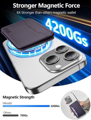 Miroddi لمحفظة Magsafe ، وسلسلة الهاتف المغناطيسي الفائق الرقيقة المتوافقة مع iPhone 17/16/15/14/13/12 ، الخلف المغناطيسي من حامل بطاقة الهاتف FIT 5 بطاقات 2 فواتير ، حجب RFID ، الأرجواني in Kuwait