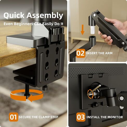 Claiks Monitor Monitor Monitor لشاشات 49 بوصة بحد أقصى تقف حتى 44 رطلاً كحد أقصى ، وذراع شاشة قابلة للتعديل في نابض غاز مريح ، مع قاعدة مثبت in Kuwait