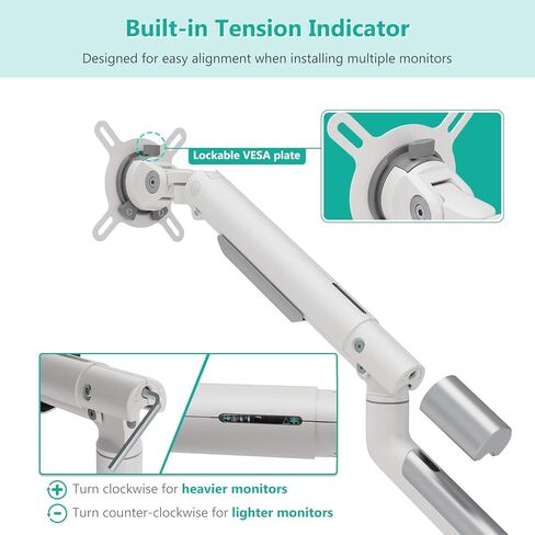 Wali Dual Monitor Stand White Monitor Arms لشاشتين ، مؤشر توتر الينابيع الميكانيكي قوس قابل للتعديل بالكامل ، حتى 32 بوصة ، 22 رطلاً سعة الوزن (MATI002-W) ، أبيض in Saudi Arabia