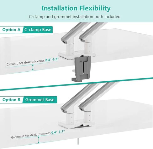 Wali Dual Monitor Stand White Monitor Arms لشاشتين ، مؤشر توتر الينابيع الميكانيكي قوس قابل للتعديل بالكامل ، حتى 32 بوصة ، 22 رطلاً سعة الوزن (MATI002-W) ، أبيض in Saudi Arabia