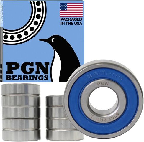 PGN (10 Pack) 6302-2RS Bearing - Lubricated Chrome Steel Sealed Ball Bearing - 15x42x13mm Bearings with Rubber Seal & High RPM Support in Saudi Arabia
