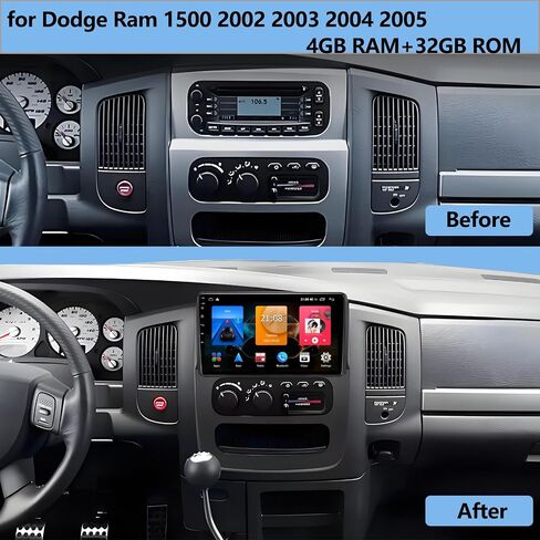 راديو ستيريو للسيارة لدودج رام 1500 2002-2005: ترقية Android 14G+32GB وحدة رأس مع Carplay Android Auto - 9 بوصات شاشة لمس مع Bluetooth WiFi GPS FM DSP in Kuwait