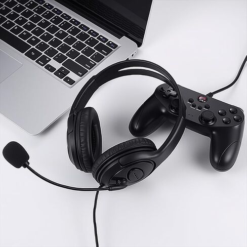 سماعات رأس USB الكمبيوتر مع الميكروفون ، سماعات الرأس السلكية مع الميكروفون للكمبيوتر الشخصي ، الكمبيوتر المحمول (النحيل الأسود) in Kuwait