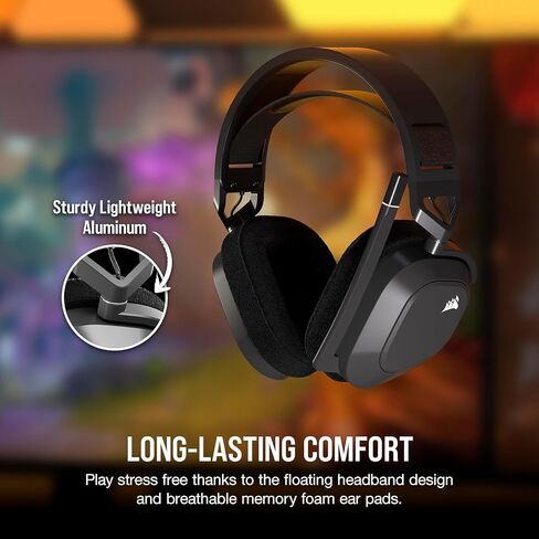 Corsair HS80 MAX - Premium Wireless Bluetooth Gaming Headset, Dolby Atmos, Noise Cancelling, Flip-to-Mute Mic, Streaming, for PC, Mac, PS5, PS4, Mobile - Steel Gray (Renewed) in Saudi Arabia