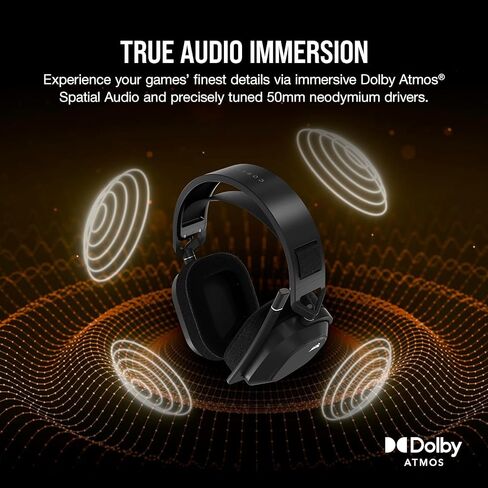 Corsair HS80 MAX - Premium Wireless Bluetooth Gaming Headset, Dolby Atmos, Noise Cancelling, Flip-to-Mute Mic, Streaming, for PC, Mac, PS5, PS4, Mobile - Steel Gray (Renewed) in Saudi Arabia
