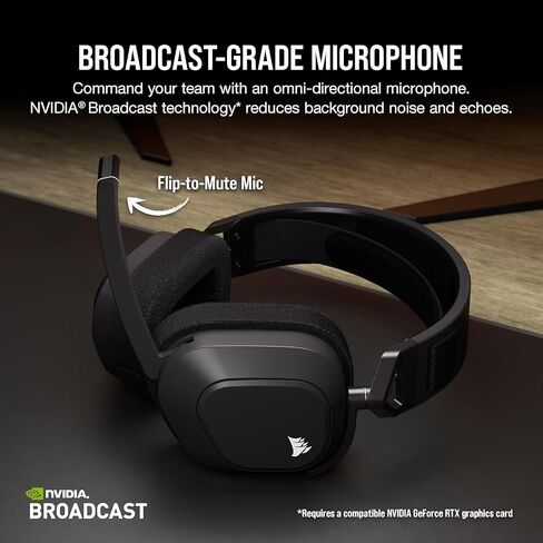 Corsair HS80 MAX - Premium Wireless Bluetooth Gaming Headset, Dolby Atmos, Noise Cancelling, Flip-to-Mute Mic, Streaming, for PC, Mac, PS5, PS4, Mobile - Steel Gray (Renewed) in Saudi Arabia