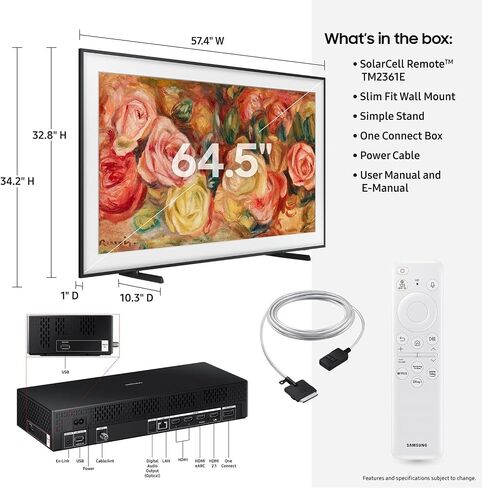 Samsung 65 بوصة الإطار LS03D QLED 4K SMART TV BUNDLE ، HDRAM HDR ، وضع الفنون ، حزمة الجدار النحيف ، Alexa مدمج W/AUX HDMI ، حماية CPS 24 شهر in Saudi Arabia