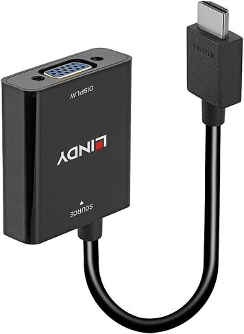Lindy 38285 0.1 M HDMI إلى VGA ومحول الصوت - أسود in Saudi Arabia
