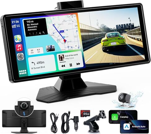 شاشة Carplay اللاسلكية المحمولة للسيارة: 10.26 "قرص HD Car متوافق مع شاشة لمس استريو Apple Carplay Android مع كاميرا/نسخ احتياطي 4K in Saudi Arabia