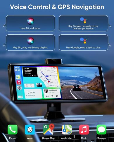 شاشة Carplay اللاسلكية المحمولة للسيارة: 10.26 "قرص HD Car متوافق مع شاشة لمس استريو Apple Carplay Android مع كاميرا/نسخ احتياطي 4K in Saudi Arabia