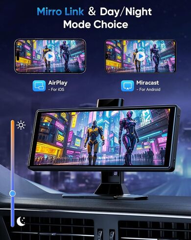 شاشة Carplay اللاسلكية المحمولة للسيارة: 10.26 "قرص HD Car متوافق مع شاشة لمس استريو Apple Carplay Android مع كاميرا/نسخ احتياطي 4K in Saudi Arabia