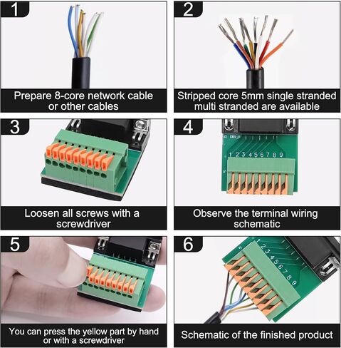 XMSJSIY DB9 Solderless Adapter RS232 D-SUB Serial to 9-pin Port Spring Terminal Crimp Connector Breakout Board 9 pin Port Adapter Module for Serial Communication Devices (DB9 Female) in Saudi Arabia