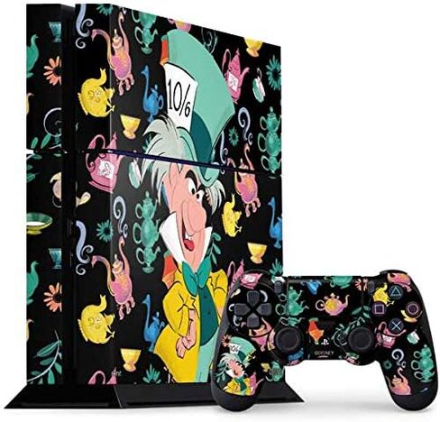 Skinit Skinit Gaming Gaming Skin متوافق مع وحدة التحكم PS4 وحزمة وحدة التحكم - ديزني أليس مرخص رسميًا في بلاد العجائب (الرسوم المتحركة) The Mad Hatter Design in Saudi Arabia