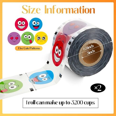 Henoyso 2 Roll Cup Sealer Film لآلة الختم 90-105 مم 6400 كوب من فيلم Sealer Bubble Tea Film لـ 16 أوقية من البلاستيك للشاي الفقاعي والماء والقهوة والعصير والصودا (شكرًا لك) in Saudi Arabia