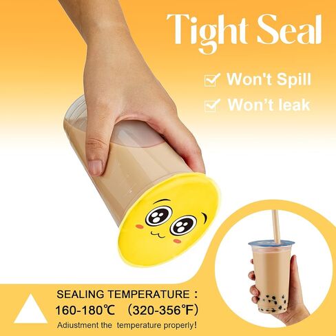 Henoyso 2 Roll Cup Sealer Film لآلة الختم 90-105 مم 6400 كوب من فيلم Sealer Bubble Tea Film لـ 16 أوقية من البلاستيك للشاي الفقاعي والماء والقهوة والعصير والصودا (شكرًا لك) in Saudi Arabia