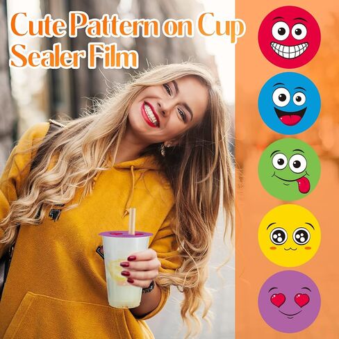 Henoyso 2 Roll Cup Sealer Film لآلة الختم 90-105 مم 6400 كوب من فيلم Sealer Bubble Tea Film لـ 16 أوقية من البلاستيك للشاي الفقاعي والماء والقهوة والعصير والصودا (شكرًا لك) in Saudi Arabia
