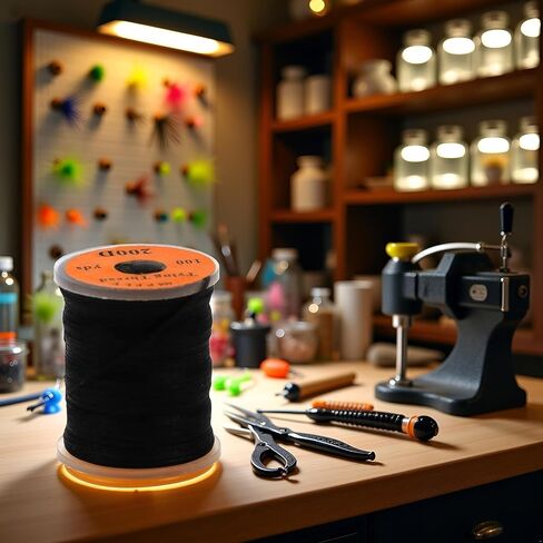 1Pc Black Fly Tying Thread, Fly Tying Thread Fishing Accessories Flies Tying Material Fluorescent 100Yard 200D Bass Fishing Hook Line Tying Materials in Saudi Arabia