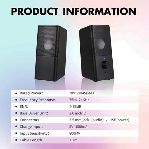 مكبرات صوت الكمبيوتر التي تعمل بنظام USB H21 ، مكبرات صوت AUX 3.5 مم للكمبيوتر الشخصي ، الكمبيوتر المحمول ، سطح المكتب ، الهاتف ، صوت استريو كامل مع التحكم في مستوى الصوت ، مكبرات صوت متعددة الوسائط المحمولة للموسيقى والأفلام (أسود) in Saudi Arabia