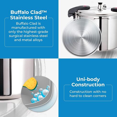 Buffalo 12 Quart Pressure Cooker Stainless Steel - Large Canning Pot with Lid for Home, Commercial Use - Easy to Clean Induction Stove Top Pressure Canner, Can Cooker - QCP412 in Saudi Arabia