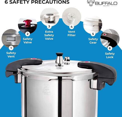 Buffalo 12 Quart Pressure Cooker Stainless Steel - Large Canning Pot with Lid for Home, Commercial Use - Easy to Clean Induction Stove Top Pressure Canner, Can Cooker - QCP412 in Saudi Arabia