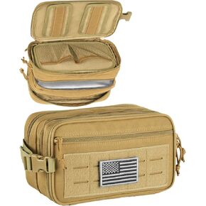 DBTAC Tactical Toiletry Bag w/Electronic Organizer Compartment | Dry/Wet Separate Hygiene Bag, Expanded Travel Dopp Kit Shaving Kit Travel shower Bag for Men (Tan) in Saudi Arabia
