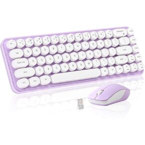 i68 Wireless Keyboard and Mouse Combo, Retro Typewriter Style Keyboard with Round Keycaps, 2.4GHz Connection with Computer PC Desktops Laptop WindowsxP/7/8/10 (Yellow) in Saudi Arabia