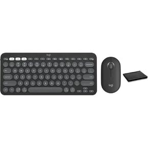 Logitech Pebble 2 Combo Wireless Keyboard and Mouse Bundle, Compact Slim Design, Bluetooth & Logi Bolt, Silent Scissor Keys, Multi-Device Pairing, Windows Mac iPad Chrome - Graphite, Includes Cloth in Saudi Arabia