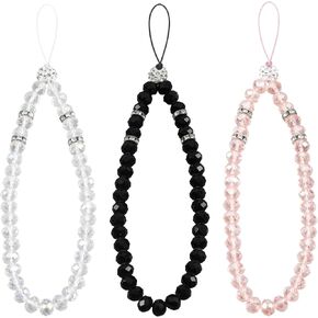 Generic 3Pcs Cell Phone Charms Strap, Colorful Bling Crystal Beads Hand Wrist Lanyard Strap in Kuwait