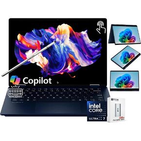 HP OmniBook X Flip 2-in-1 Laptop, 14" 2K Touchscreen, Intel Evo Platform 8-Core Ultra 7 256V(>Ultra 9 185H), 16GB LPDDR5X, 1TB SSD, Copilot+ AI, WiFi 6E, Backlit KB, W/Style & 128GB PSD, Win11 PRO in Saudi Arabia