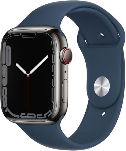 Apple Watch Series 7 (GPS + Cellular, 45MM) Space Black Titanium Case with Black Sport Band (Renewed) in Saudi Arabia