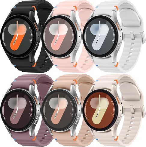 6 حزمة سبورت باند متوافقة مع Samsung Galaxy Watch 7 Band 40mm 44mm ، لا يوجد حزام سيليكون ناعم لمجرة Galaxy Watch 6 5 4 Fe/Galaxy Watch 6/4 Classic 47mm 43mm 46mm 42mm/Watch 5 Pro 45mm Men نساء in Saudi Arabia