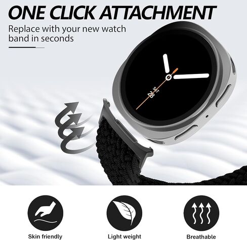 عصابات مغناطيسية مضفر لـ Samsung Galaxy Watch 8 Band 40mm 44mm/8 Classic 46 Mm Women/Men ، Flust Nylon Fabric One Click No Gap Sport Strap لـ Samsung Galaxy Watch 8 Classic Band 46mm/8 44 Mm 40 Mm in Kuwait