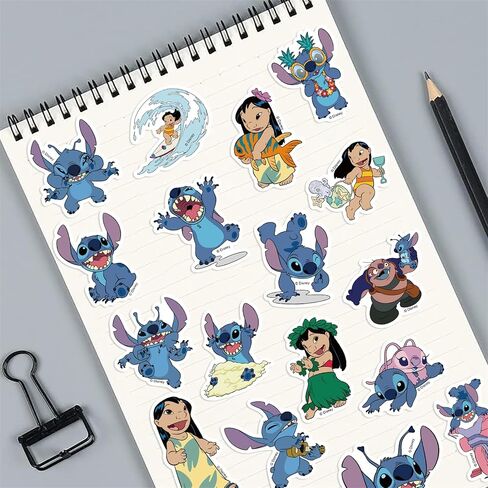 50pcs ملصقات Lilo & Stitch للأطفال ، شخصيات كرتون جميلة ، ملصقات مقاومة للماء للفينيل لزجاجة ماء لتلصق Toy Captop for DIY تزيين الهواتف القبعة. in Kuwait