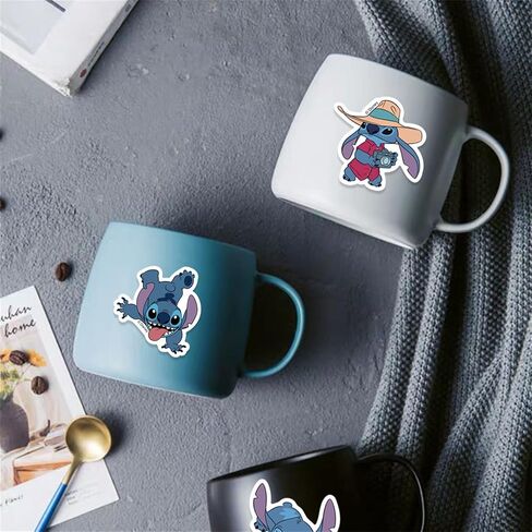 50pcs ملصقات Lilo & Stitch للأطفال ، شخصيات كرتون جميلة ، ملصقات مقاومة للماء للفينيل لزجاجة ماء لتلصق Toy Captop for DIY تزيين الهواتف القبعة. in Kuwait
