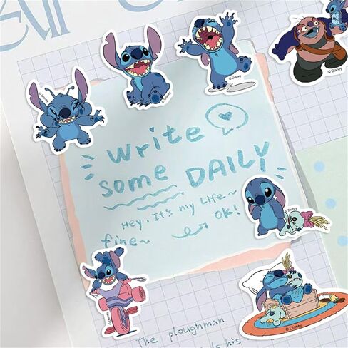 50pcs ملصقات Lilo & Stitch للأطفال ، شخصيات كرتون جميلة ، ملصقات مقاومة للماء للفينيل لزجاجة ماء لتلصق Toy Captop for DIY تزيين الهواتف القبعة. in Kuwait