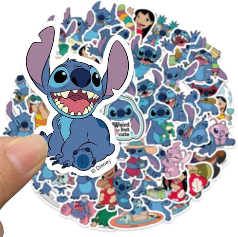 50pcs ملصقات Lilo & Stitch للأطفال ، شخصيات كرتون جميلة ، ملصقات مقاومة للماء للفينيل لزجاجة ماء لتلصق Toy Captop for DIY تزيين الهواتف القبعة. in Kuwait