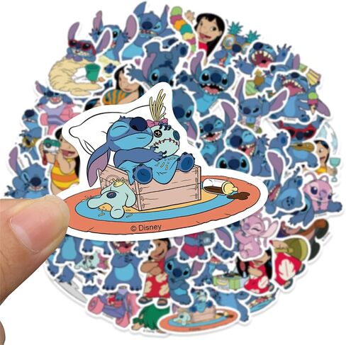 50pcs ملصقات Lilo & Stitch للأطفال ، شخصيات كرتون جميلة ، ملصقات مقاومة للماء للفينيل لزجاجة ماء لتلصق Toy Captop for DIY تزيين الهواتف القبعة. in Kuwait