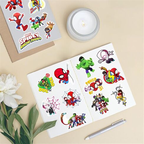50pcs Cartoon Spider-Man Stickers for Kids,Lovely Hero and His Amazing Friends Vinyl Waterproof Decal for Water Bottle Laptop Toy Sticker for DIY Decorate Bumper Hat Party Supplies Kids Teens Gifts in Kuwait
