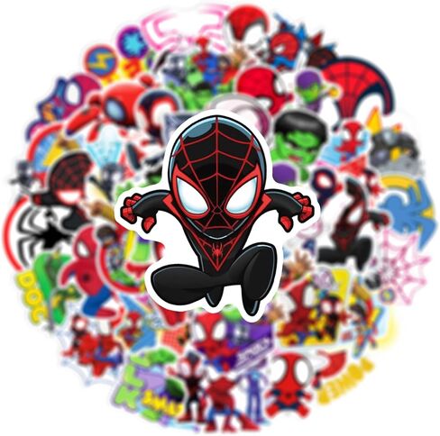 50pcs Cartoon Spider-Man Stickers for Kids,Lovely Hero and His Amazing Friends Vinyl Waterproof Decal for Water Bottle Laptop Toy Sticker for DIY Decorate Bumper Hat Party Supplies Kids Teens Gifts in Kuwait