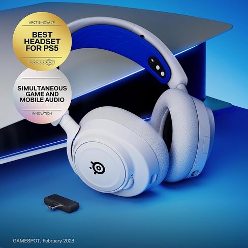 STEELSERIES ARCTIS NOVA 7P ألعاب متعددة الأنظمة اللاسلكية وسماعات الرأس المحمولة - نظام نوفا الصوتي - 2.4 جيجا هرتز وبلوتوث في وقت واحد - بطارية 38 ساعة - USB -C - MIC MIC in Kuwait