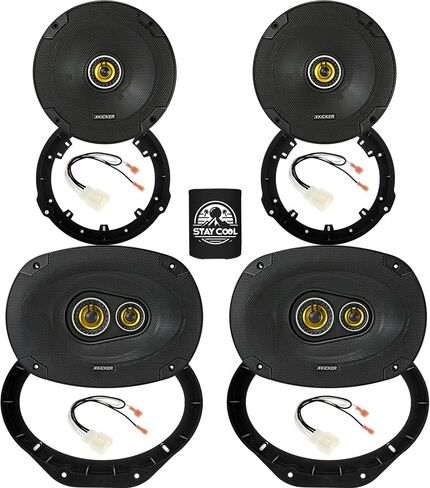 مكبرات الصوت Kicker 6.5 و 6 × 9 بوصة لفورد F-250/350/450/550 2017-2024 مجموعة الأزواج من سلسلة CS مع المحولات وتسخير ، ومكبر الصوت الأمامي والورق الخلفي CSC65 ، 46CSC654 و CSC693 ، 46CSC6934 in Kuwait