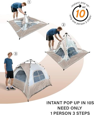 Instant Tent Person - Automatic Pop Up Camping Tent/Silver Coating UV Protection, Waterproof Portable for Backpacking & Camping with Carring Bag(Easy Setup & Fold) in Saudi Arabia