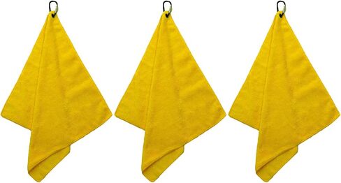 Microfiber Hiking Towels with Clip, Comfortable Cleaning of Sweat Skin or Hiking Accessories, 16" x 16", Camping Towel (Yellow, Medium) in Saudi Arabia