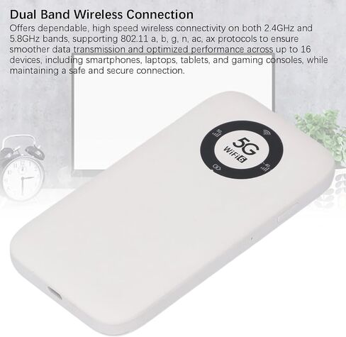 Zunate 5G WiFimobile Hotspot للسفر ، جهاز نقاط HOTIBLE المحمولة مع توافق بطاقة SIM ، 16 جهاز متصل ، 2.4 جيجا هرتز ، 5.8 جيجا هرتز ، 7100 مللي أمبير (أبيض) in Saudi Arabia