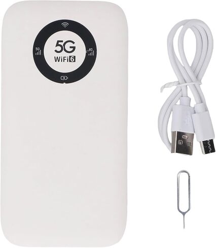 Zunate 5G WiFimobile Hotspot للسفر ، جهاز نقاط HOTIBLE المحمولة مع توافق بطاقة SIM ، 16 جهاز متصل ، 2.4 جيجا هرتز ، 5.8 جيجا هرتز ، 7100 مللي أمبير (أبيض) in Saudi Arabia